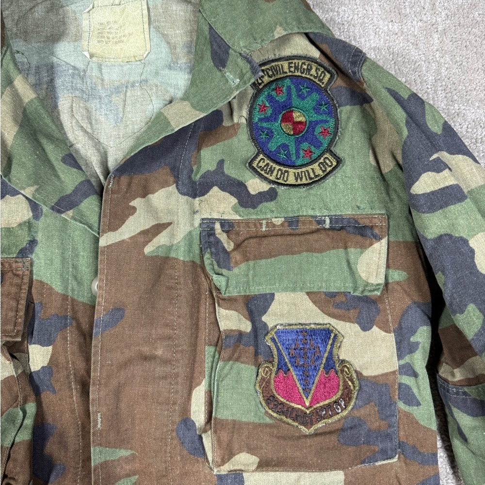 Vintage US Military Army Camo Patch Shirt Jacket Men Size Small - Picture 2 of 9